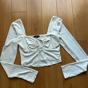 Love Tree White Long Sleeve Crop Top